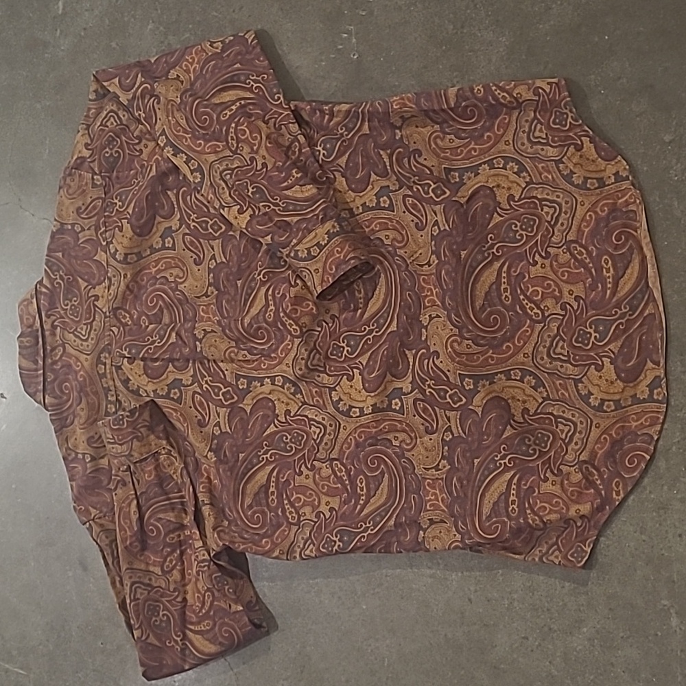 VINTAGE RALPH LAUREN CHAPS PAISLEY OXFORD BUTTON DOWN SHIRT - Picture 7 of 8